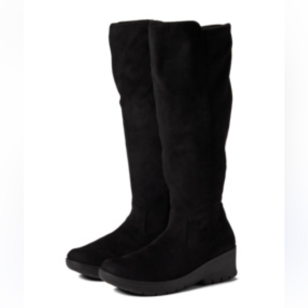 NEW BZEES x Zappos Black Brandy suede heel mid calf boot womennsize 6